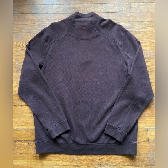 TOMMY BAHAMA Reversible Maroon/Brown 1/4 Zip Cotton Pullover Sweater sz Large - Picture 16 of 16